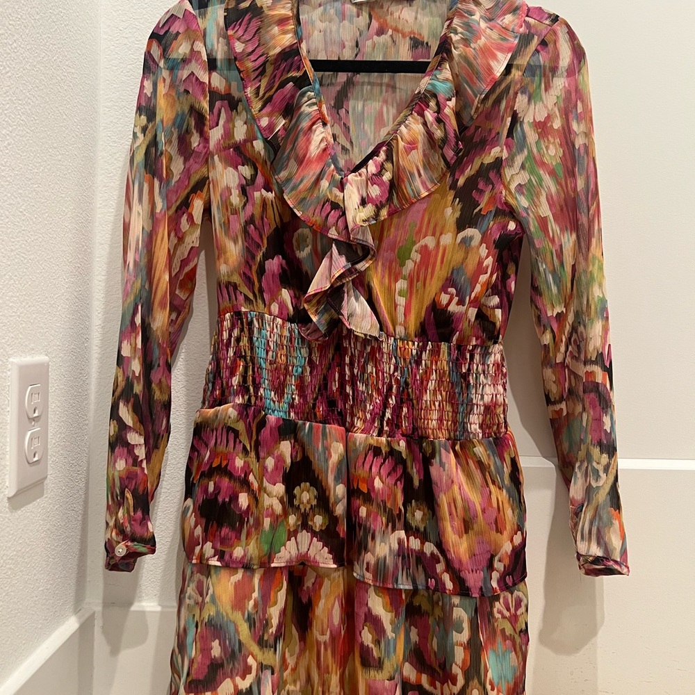 Zara Ruffled Long Sleeve Dress XS